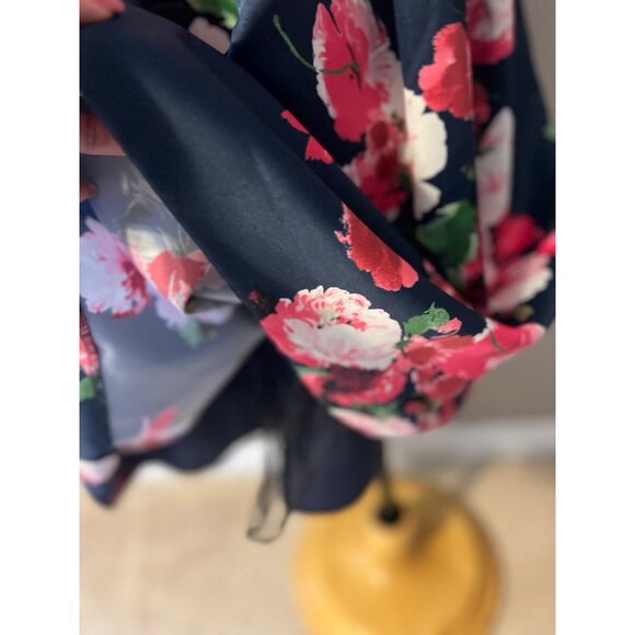 XScape A Line Dress 16W Navy Blue Floral Stretch Career Church Wedding Party - Picture 7 of 9